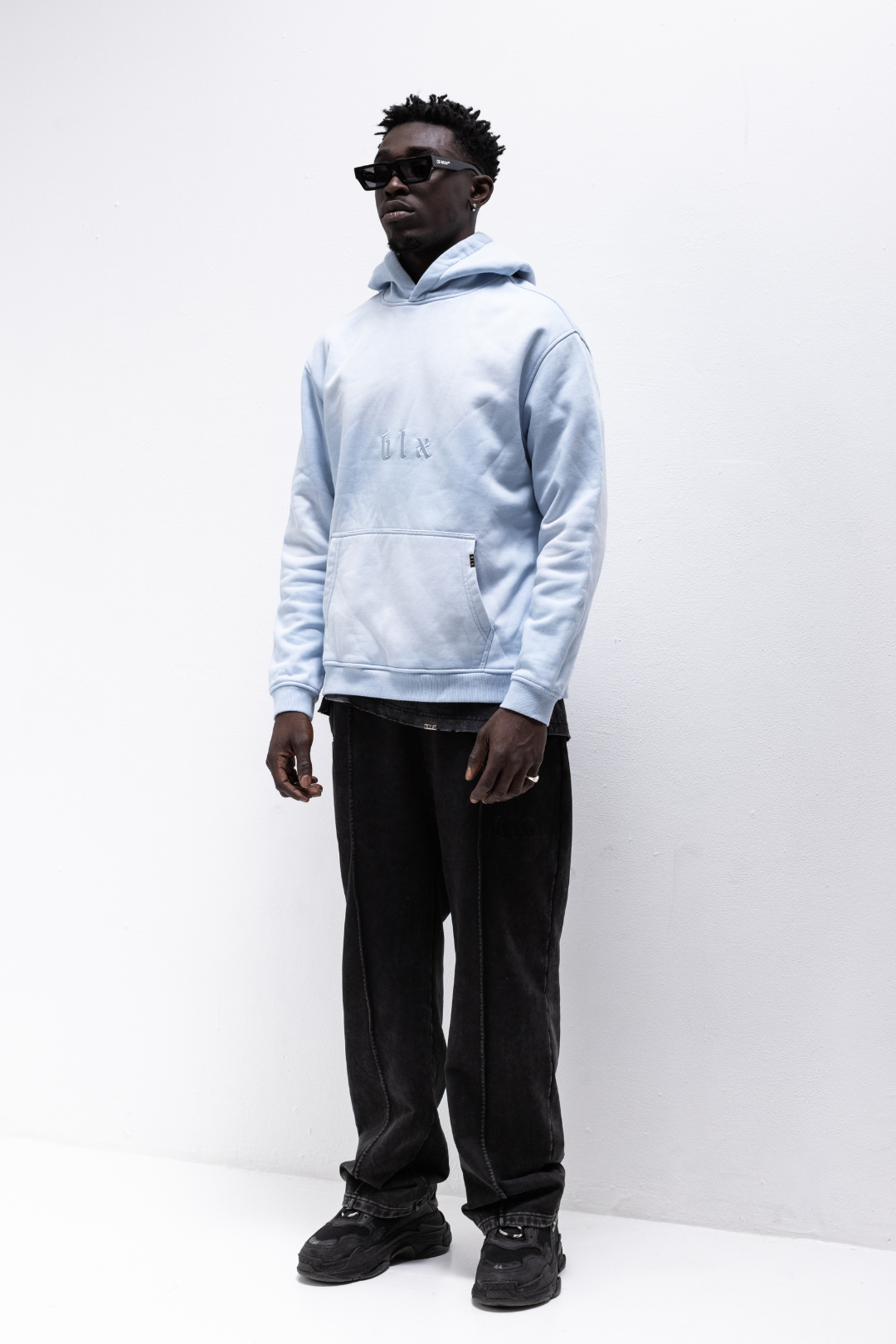 Faded light blue Hoodie (light blue embroidery)