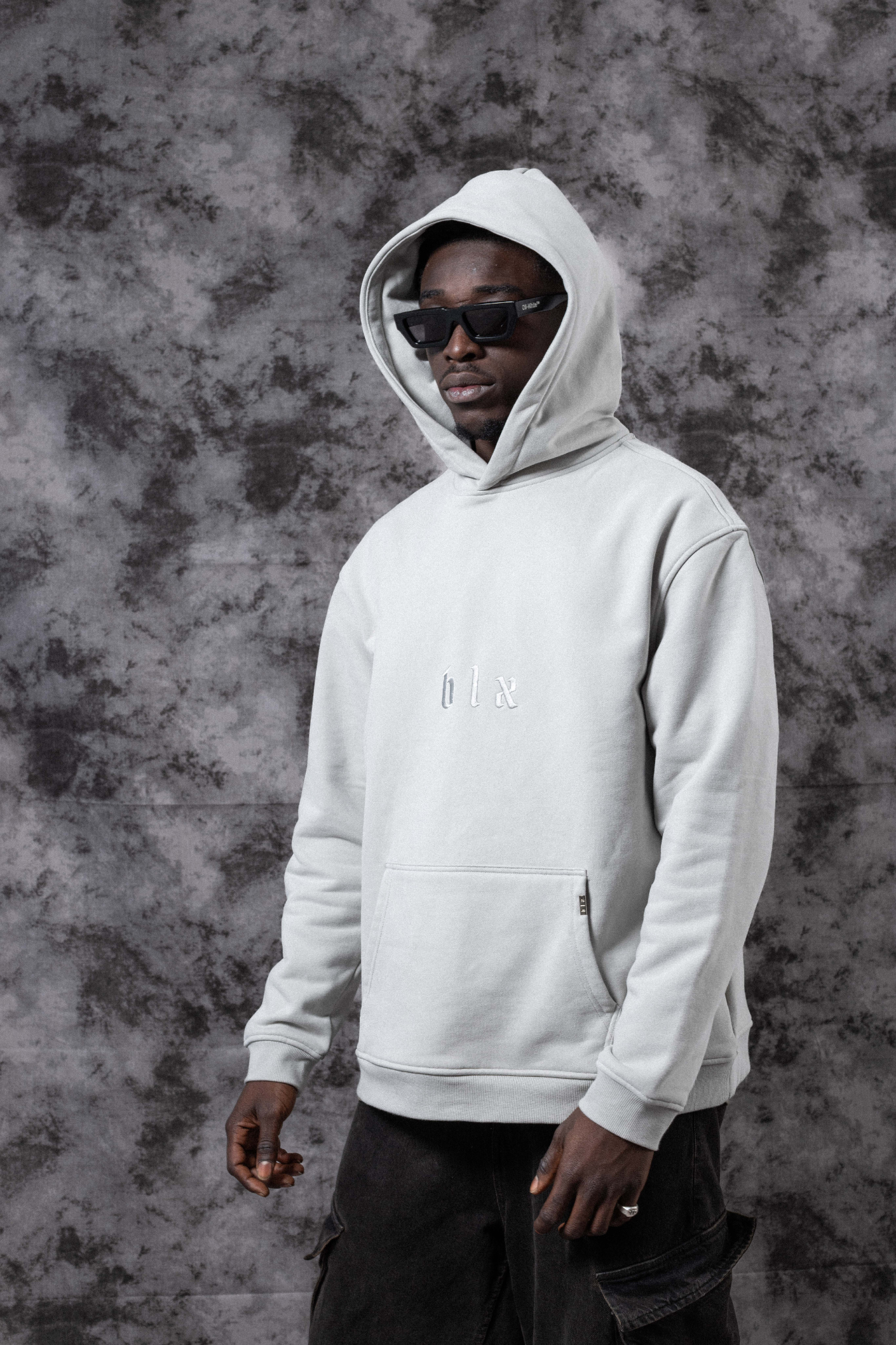 light Gray Monochrome Hoodie (gray embroidery)