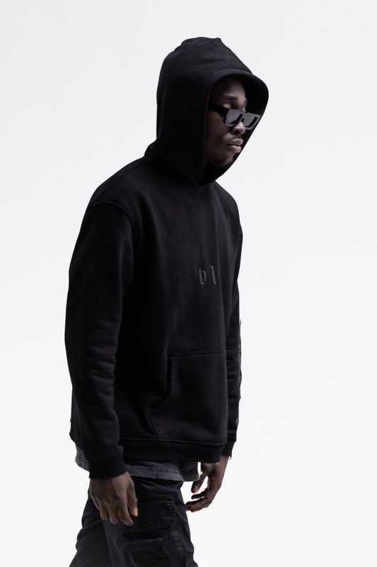 Black Monochrome Hoodie (black embroidery)
