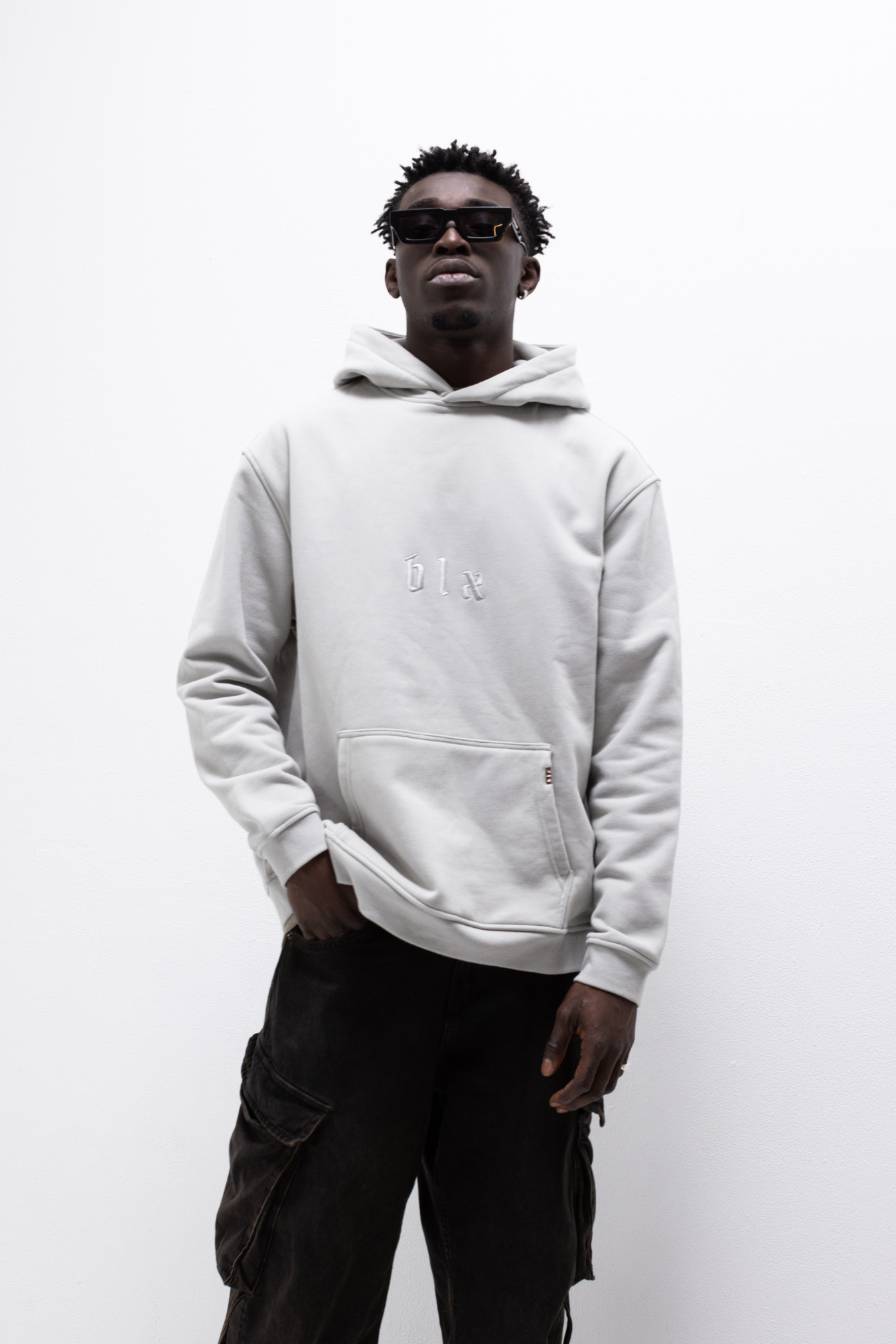 light Gray Monochrome Hoodie (gray embroidery)