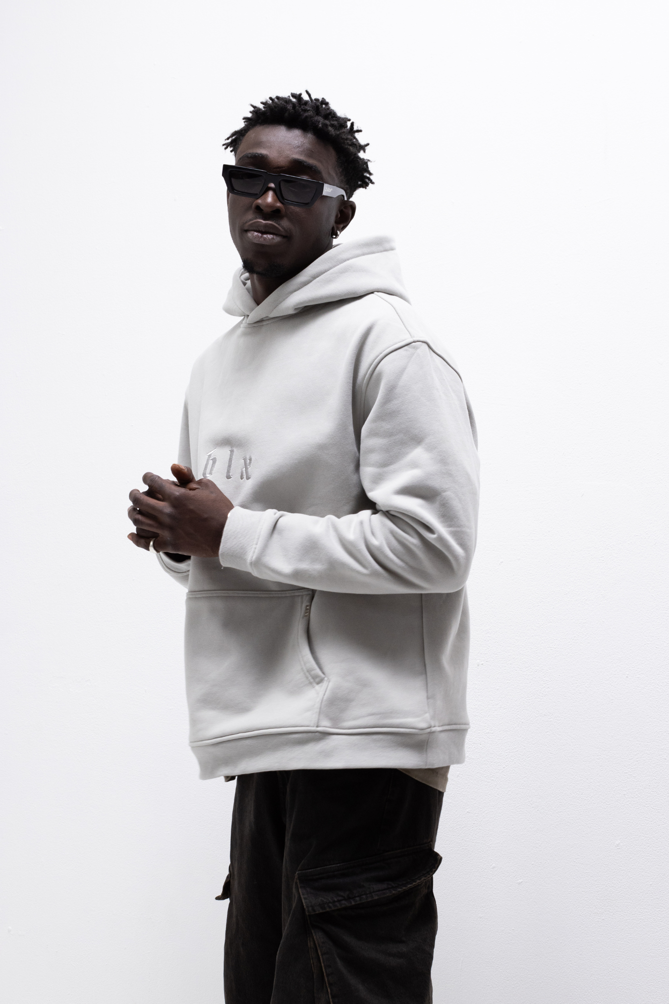 light Gray Monochrome Hoodie (gray embroidery)